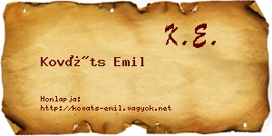 Kováts Emil névjegykártya